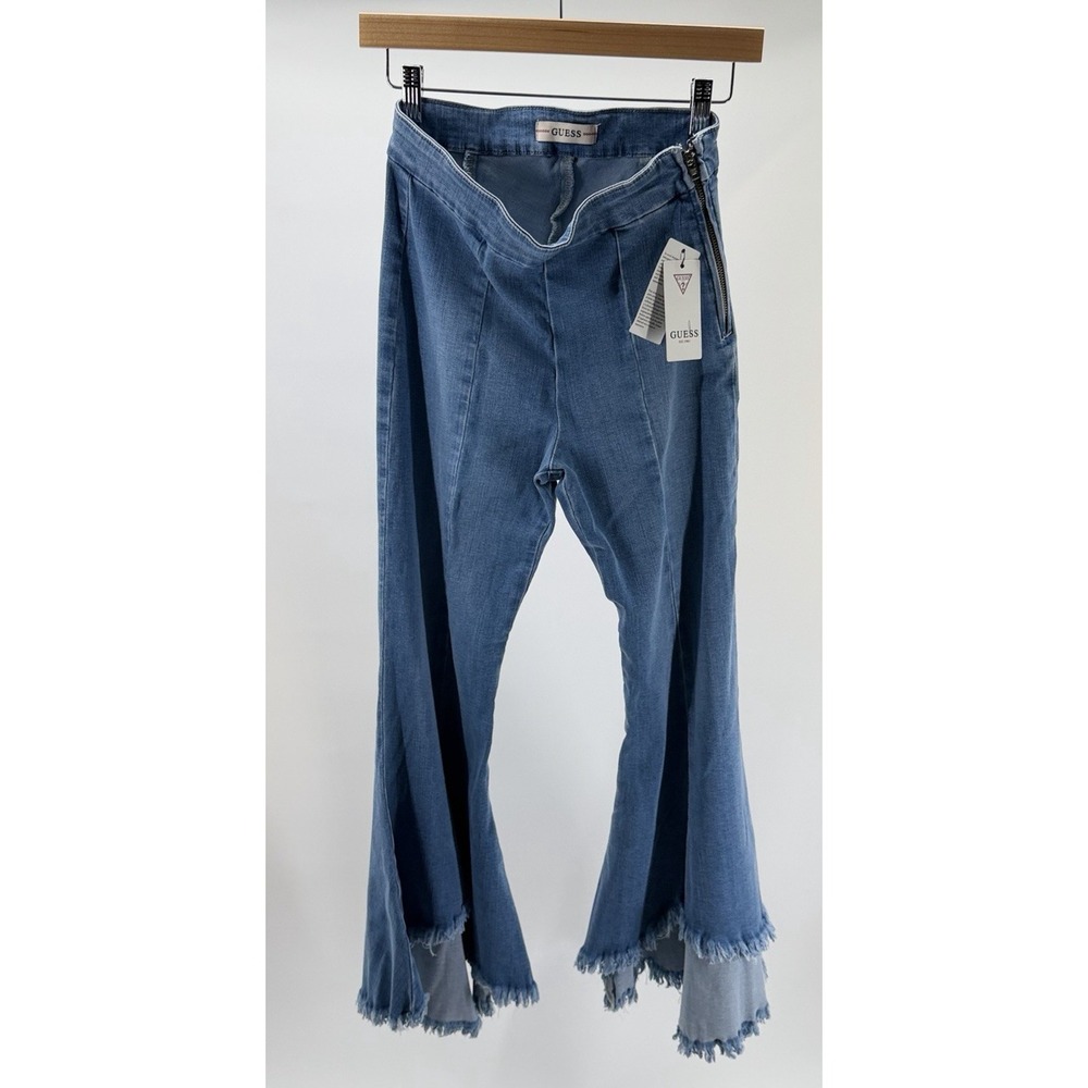 Guess 1981 Flare Jeans Mid Rise Stretch Denim Blue Sofia Medium Wash Size 27